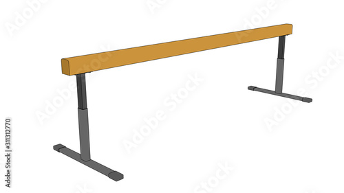 Balance beam. Vector outline illustration.