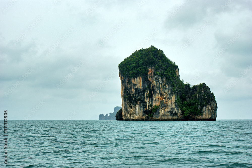Unusual Islands of Thailand in rainy weather.