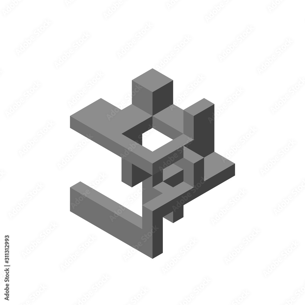 Abstract 3d construction. Isolated on white background. Vector illustration. Abstract 3d construction. Isolated on white background. Vector illustration.