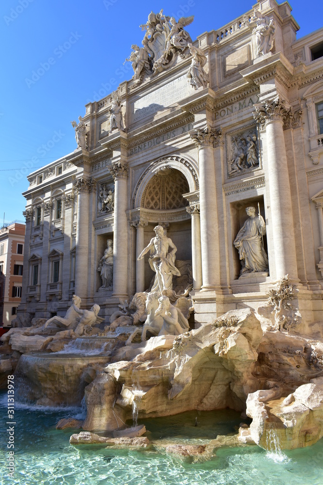 Fontana di Trevi with blue sky. Rome, Italy. Fontana di Trevi with blue sky. Rome, Italy.