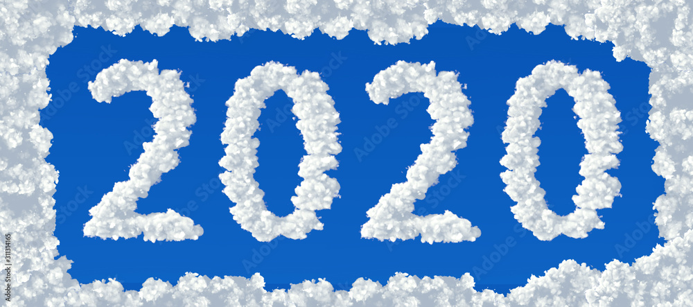 Clouds in shape of number 2020 on a blue background Clouds in shape of number 2020 on a blue background