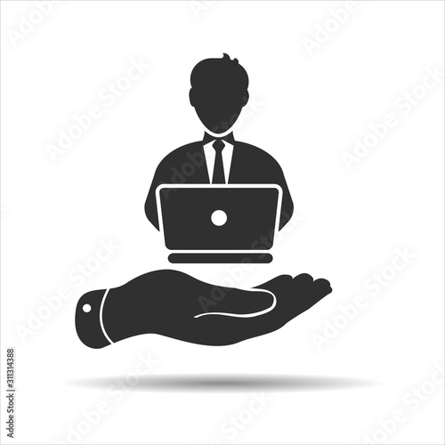 flat hand showing User icon in trendy flat style isolated on white background