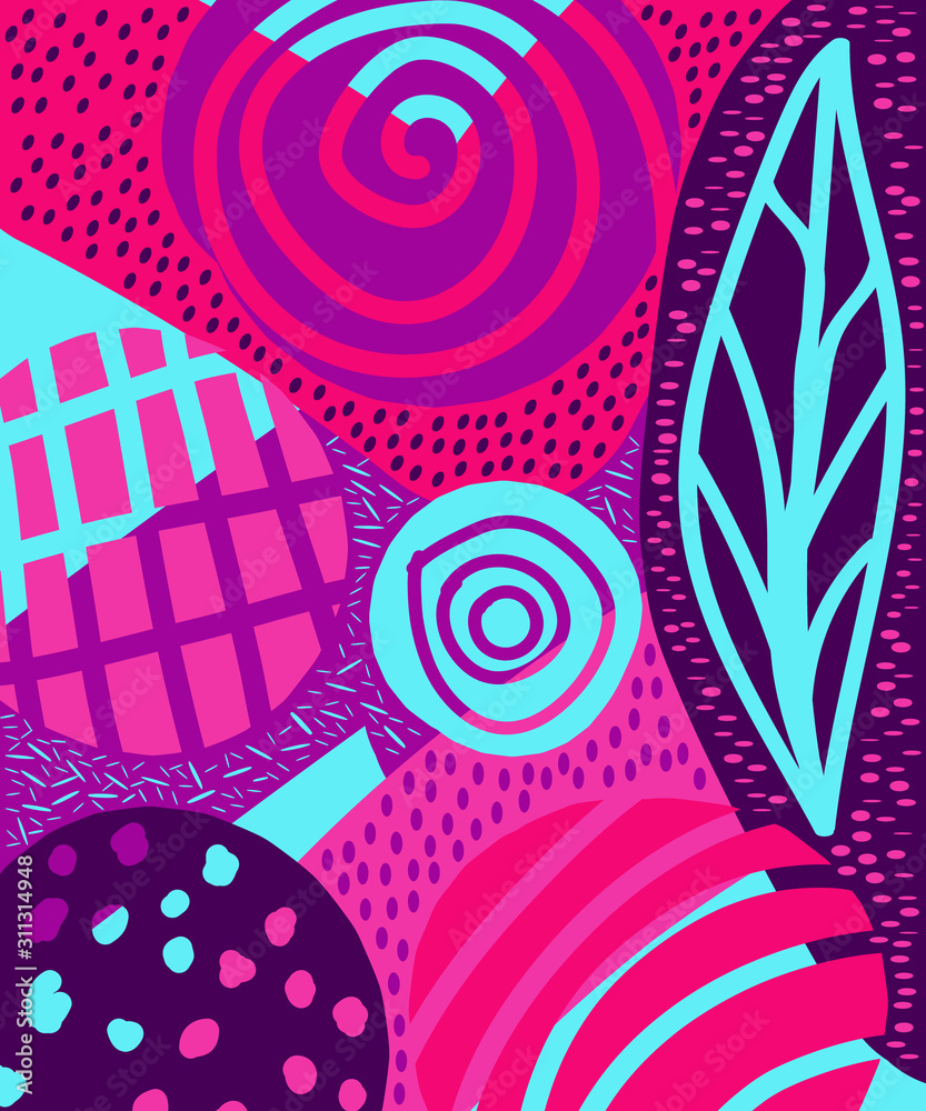 Obraz premium Abstract color fun cartoon texture template for Doodle modern background.