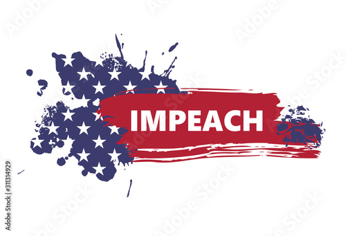 banner in the form of an abstract American flag with the inscription impeachment