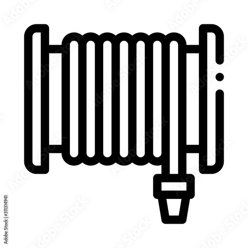 Firehose Hose Reel Icon Vector. Outline Firehose Hose Reel Sign. Isolated Contour Symbol Illustration