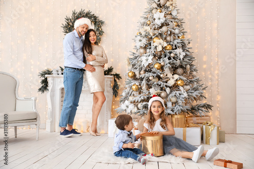 Happy family in room decora...