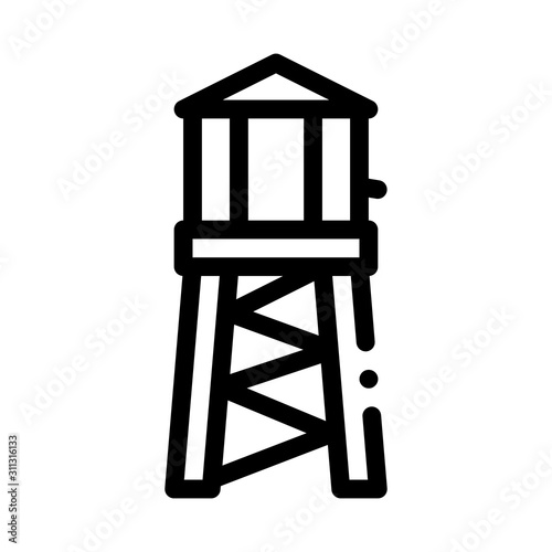 Fire Tower With Water Icon Vector. Outline Fire Tower With Water Sign. Isolated Contour Symbol Illustration