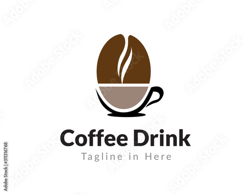 Hot coffee bean cup logo design inspiration