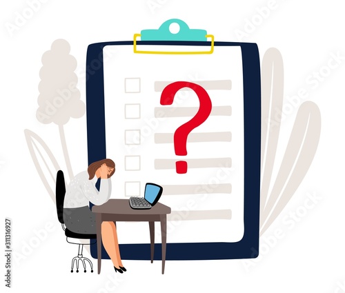 Tired manager. Ineffective work and unfulfilled plan. Burnout, female depression vector concept