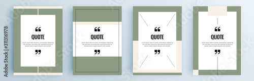 Quote frames blank templates set. Text in brackets, citation empty speech bubbles, quote bubbles. Textbox isolated on color background. Vector illustration.