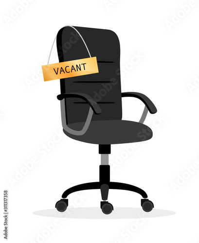 Vacant office chair. Empty chair job recruitment symbol, offices work recruit or hiring talents wanted concept