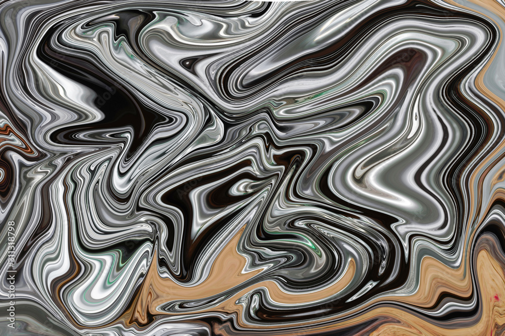 Abstraction with smooth lines in a light gray hue, silver color in wavy images.