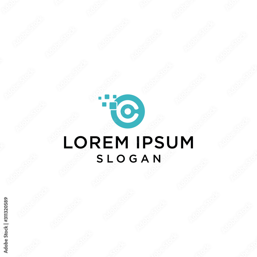 C digital letter logo simple premium