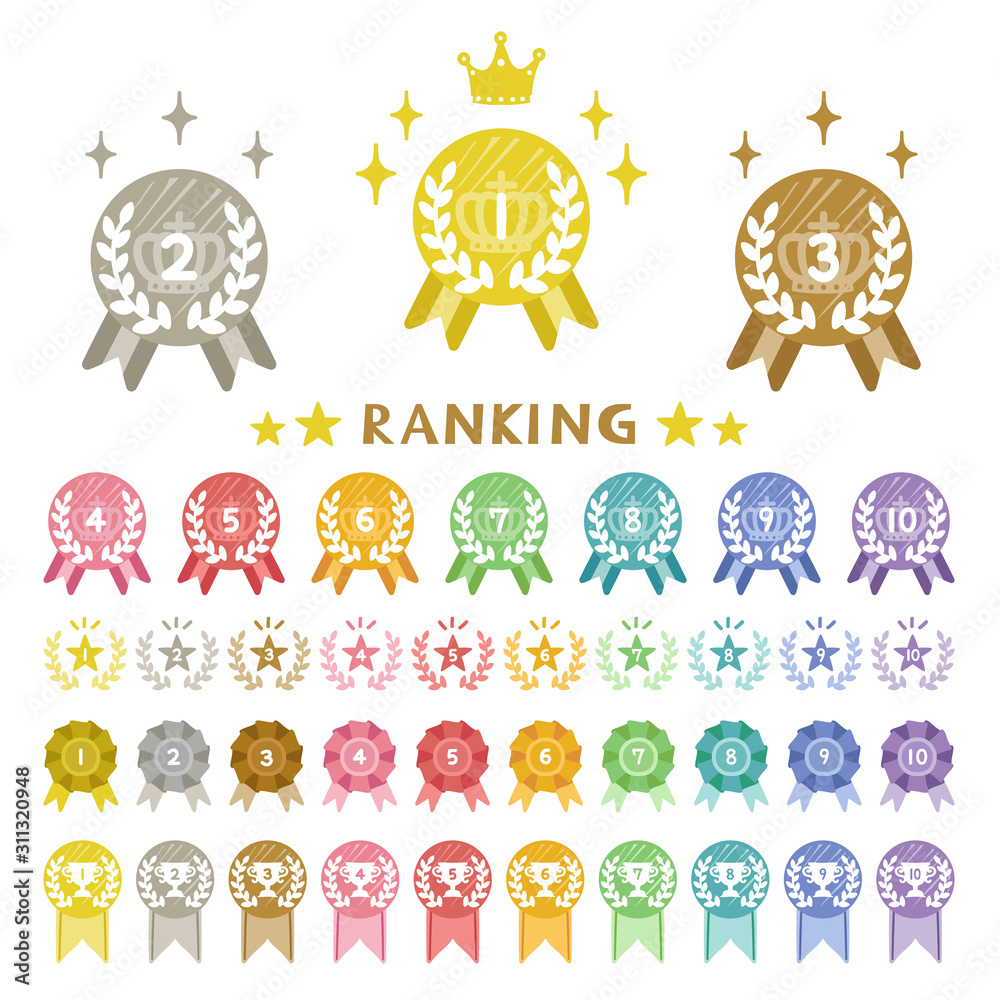 ランキング メダル 手書き Vector Eps Stock ベクター Adobe Stock