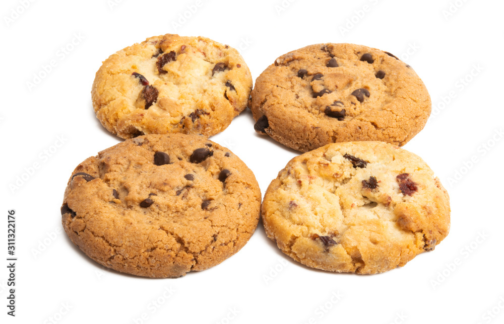 cookies with chocolate drops Isolated cookies with chocolate drops Isolated