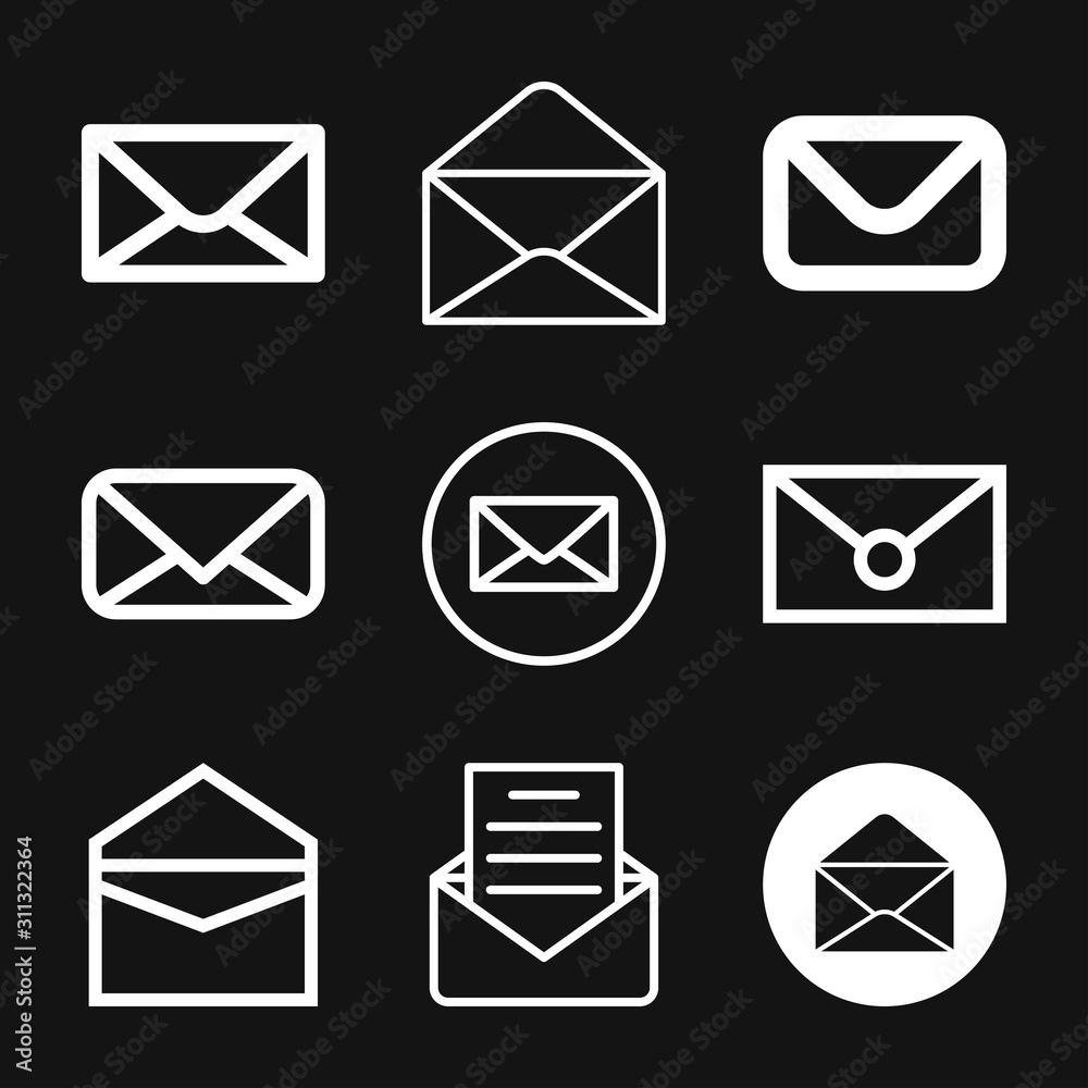 Envelope icon, vector mail envelope and letter symbol Envelope icon, vector mail envelope and letter symbol