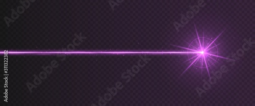 Canvas Print Purple laser beam light effect isolated on transparent background