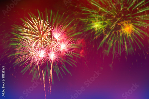 Closed-up of fireworks background.