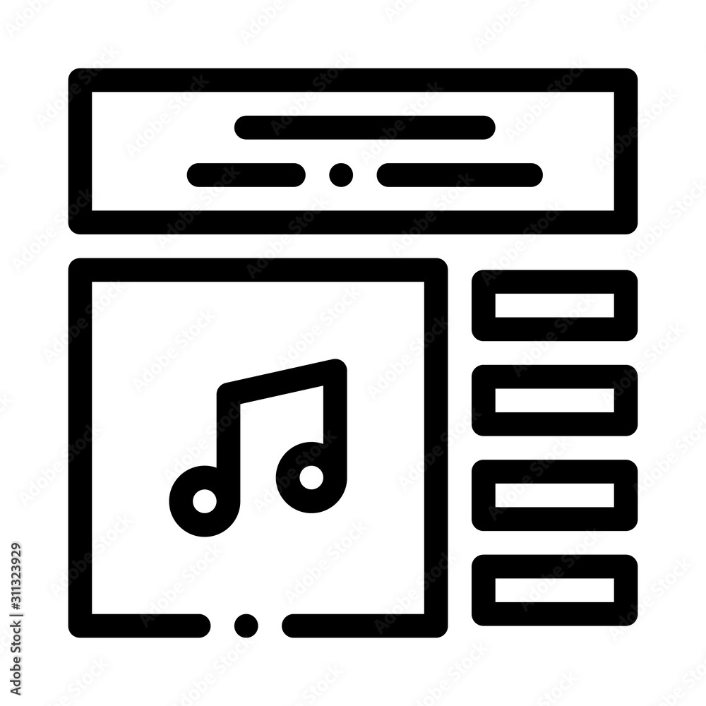 Internet Music Play List Icon Vector. Outline Internet Music Play List Sign. Isolated Contour Symbol Illustration Internet Music Play List Icon Vector. Outline Internet Music Play List Sign. Isolated Contour Symbol Illustration