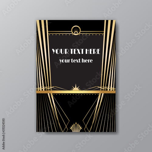 Wallpaper Mural Art Deco elegant page template, Gatsby style for web and print, with moon sun and stars vintage pattern Torontodigital.ca