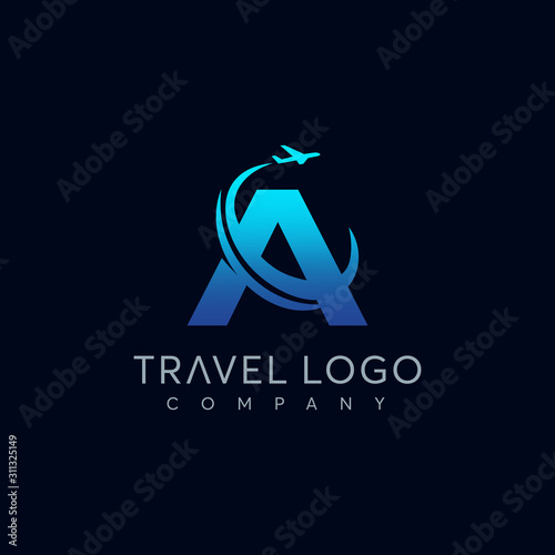 Letter A tour and travel logo design vector