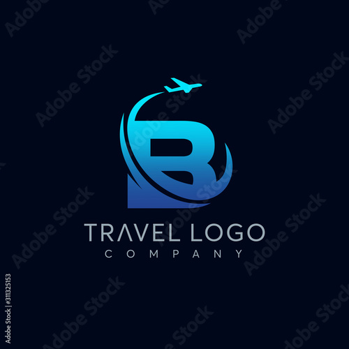 Letter B tour and travel logo design vector
