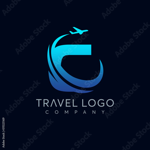 Letter C tour and travel logo design vector