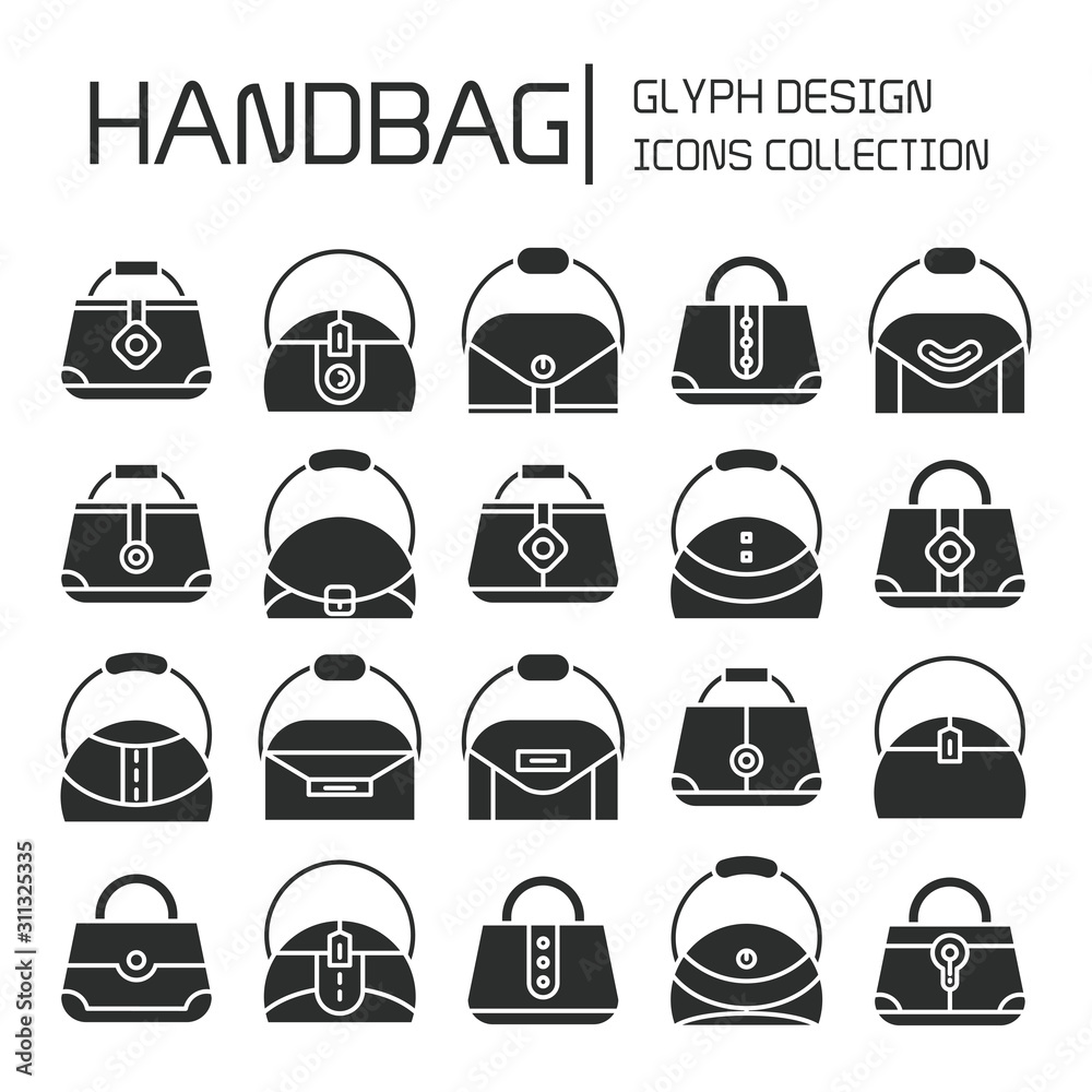 Fototapeta premium handbag and pouch icons glyph design
