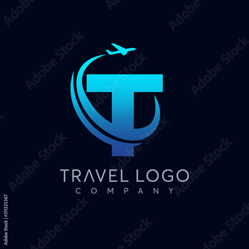Letter T tour and travel logo design vector