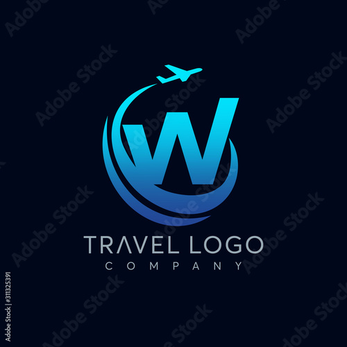 Letter W tour and travel logo design vector