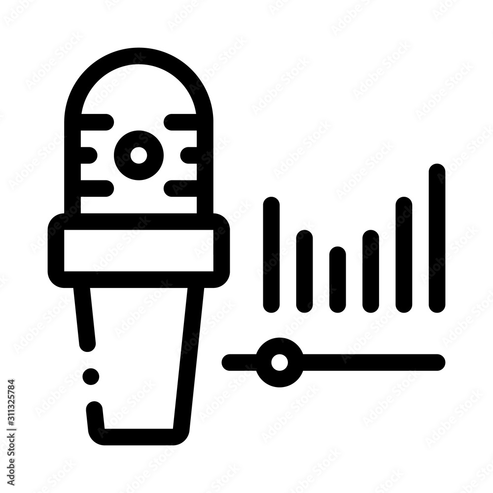 Microphone Audio Waves Icon Vector. Outline Microphone Audio Waves Sign. Isolated Contour Symbol Illustration