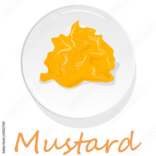 Collection of mustard vector illustrations: mustard seeds, flower, leaves and pod. Isolated on white background.