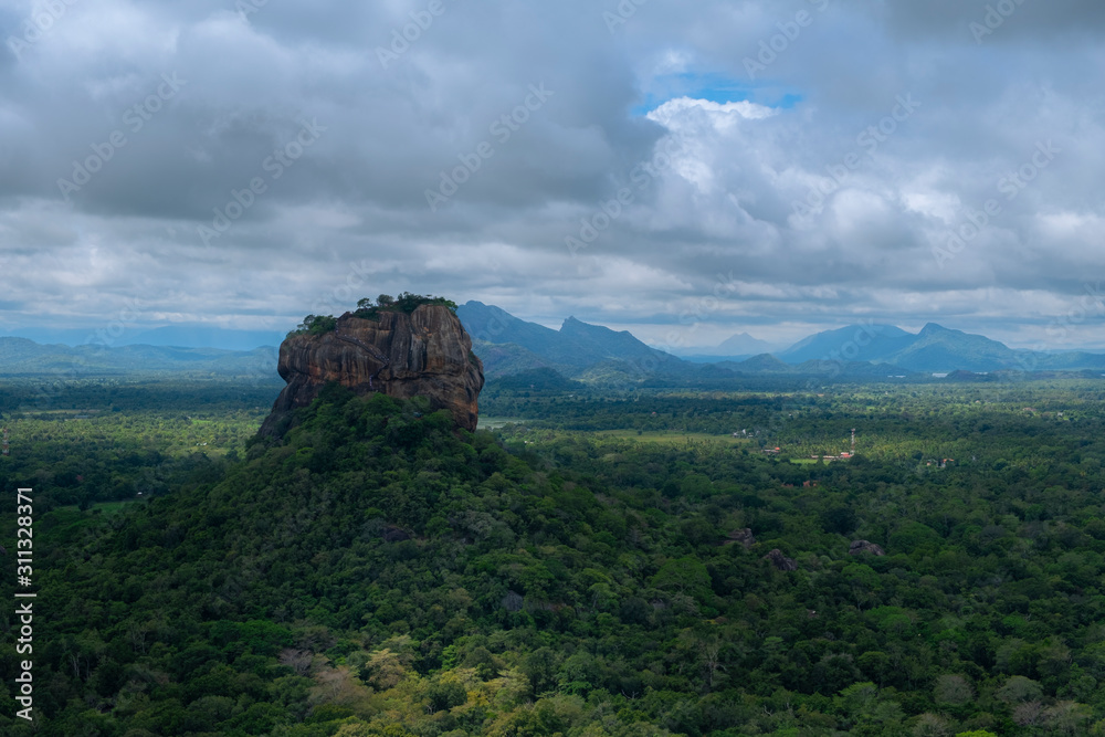 Lions Rock at Sigiriya seen from Pidurangala Rock, Sri Lanka