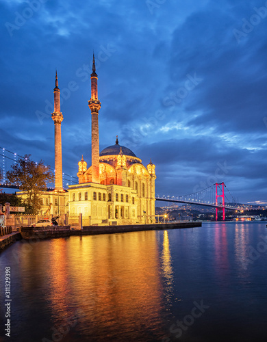 Amazing sunrise at ortakoy mosque in istanbul, Turkey