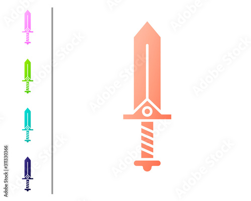 Coral Sword for game icon isolated on white background. Set color icons. Vector Illustration