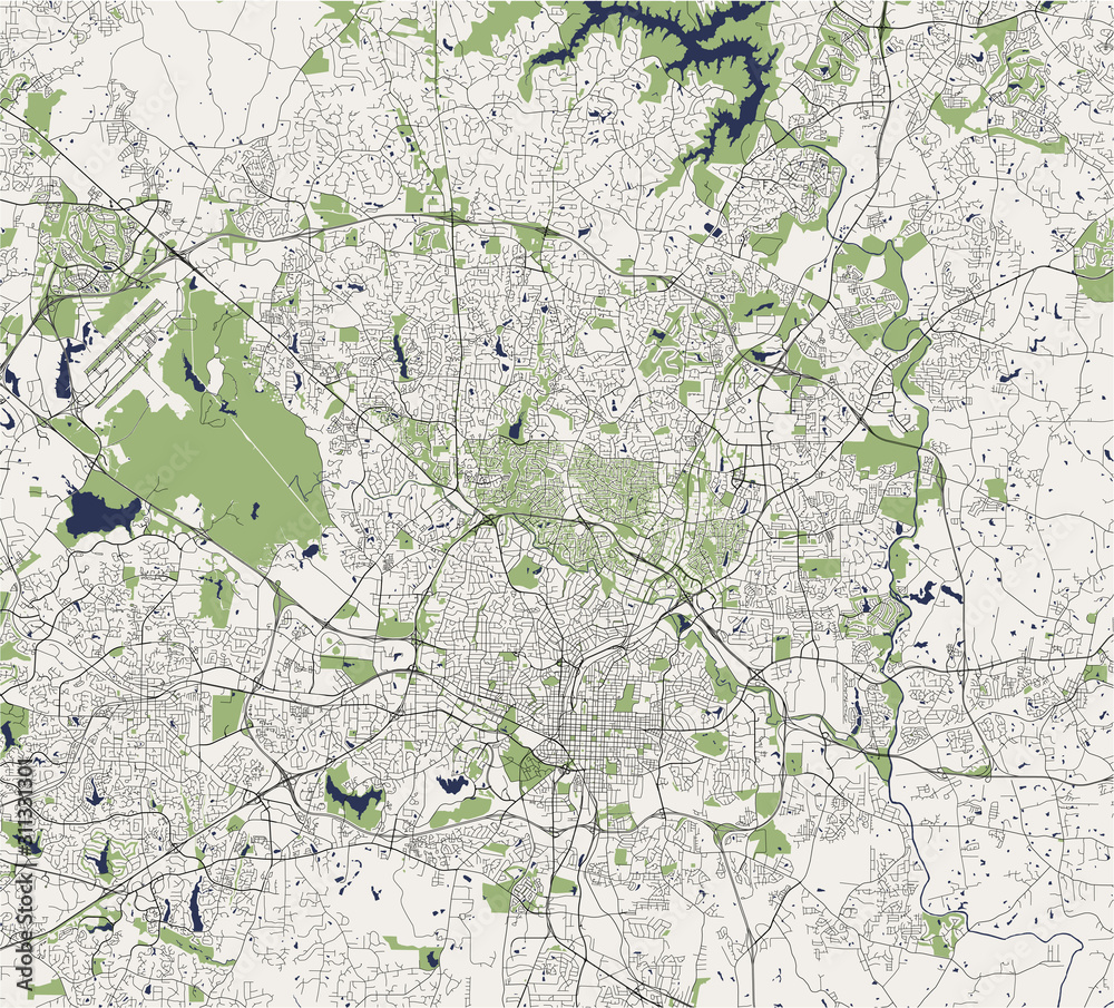 Fototapeta premium map of the city of Raleigh, USA