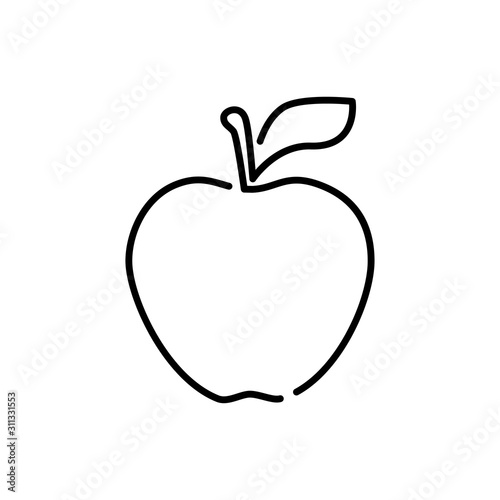 Icono plano lineal manzana en color negro