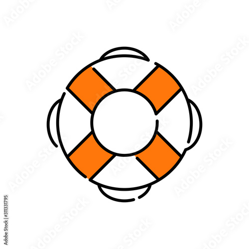 Icono plano lineal salvavidas con color naranja