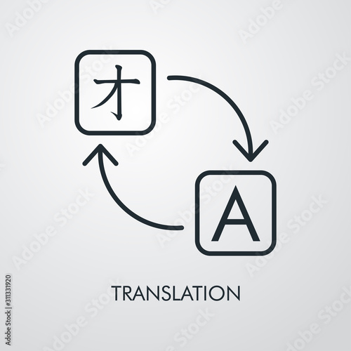 Icono plano lineal símbolo traducir en fondo gris