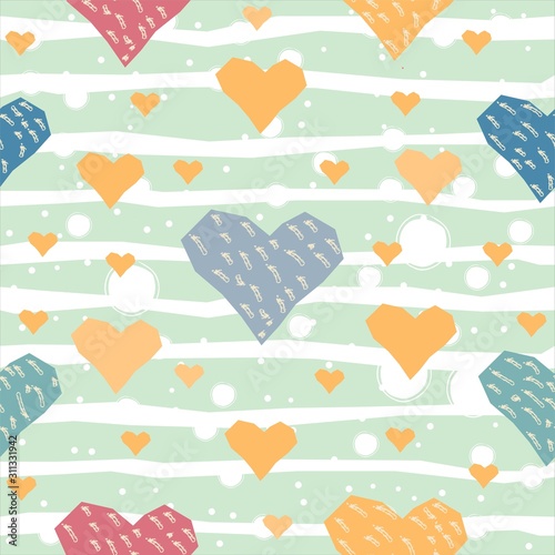 Cute Hearts Background. Seamless Pattern with hearts