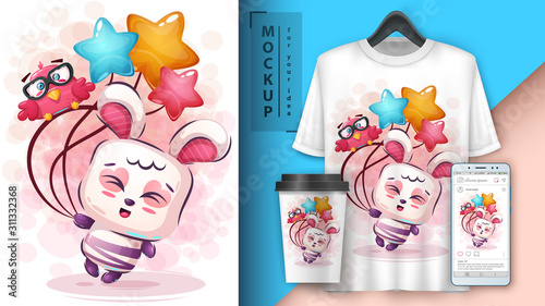 Fly rabbit poster and merchandising