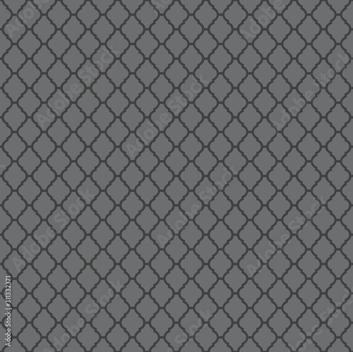 Gray Moroccan motif tile pattern. Decorative geometric design. 