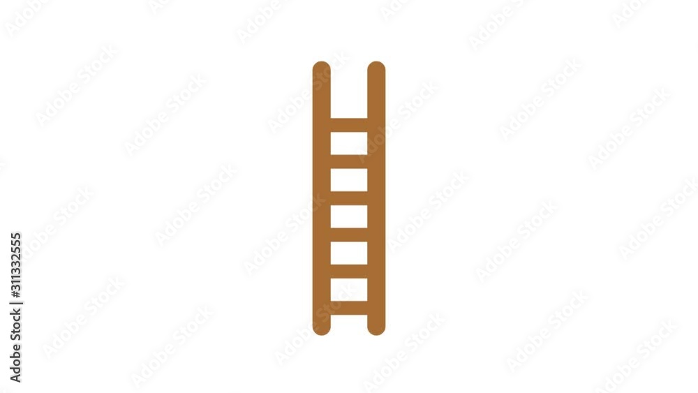Animation of wooden ladder, white background. Animation of wooden ladder, white background.