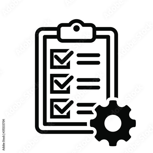 Technical check list vector icon. Checklist clipboard illustration sign. specification symbol. photo
