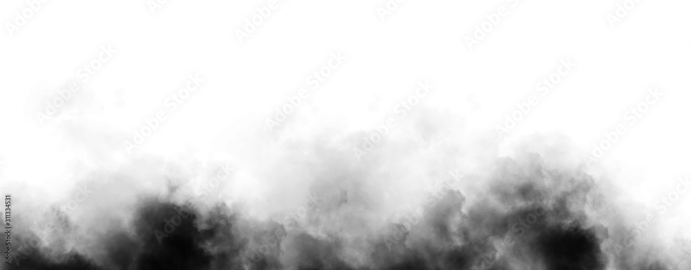 Panoramic view mystic dynamic smoke on isolated background. Design texture freezing effect fog . Stock illustration.