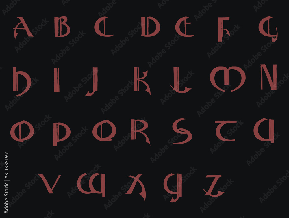 Red retro modern font - vector
