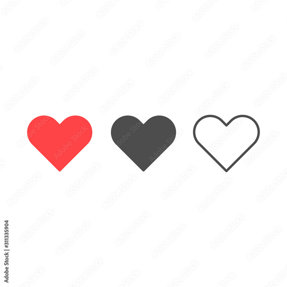 Heart icon in different styles