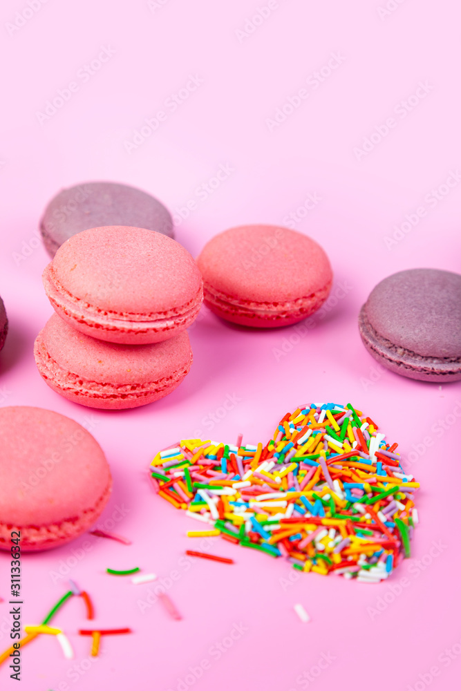 Macaroons on a pink background. Macaroons on a pink background.
