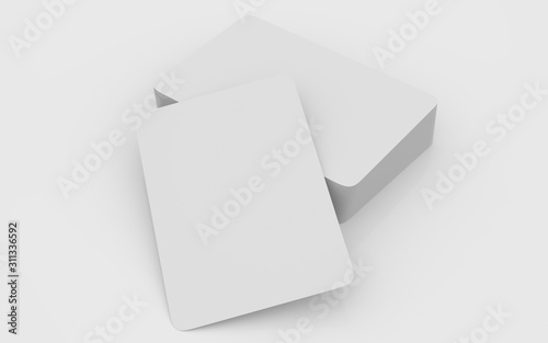 Playing cards mockup deck of playing cards isolated in white table 3D rendering illustration