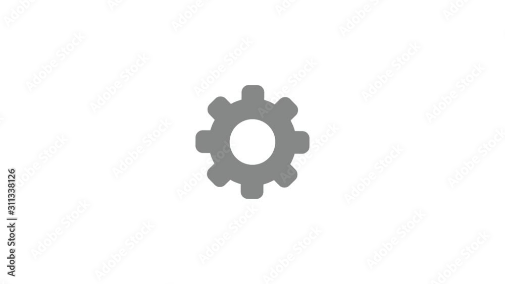 Animation of grey gear spinning, white background. Animation of grey gear spinning, white background.